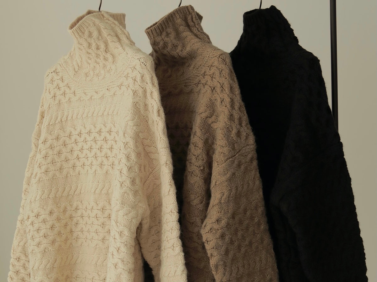 hella cable knit pullover - black - ニット/セーター