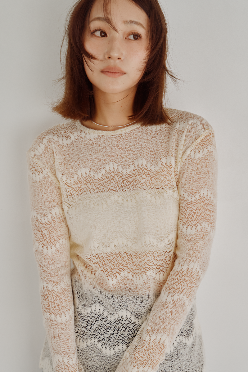 Flocked Lace Sheer Top - Hella (ヘラ）公式通販サイト