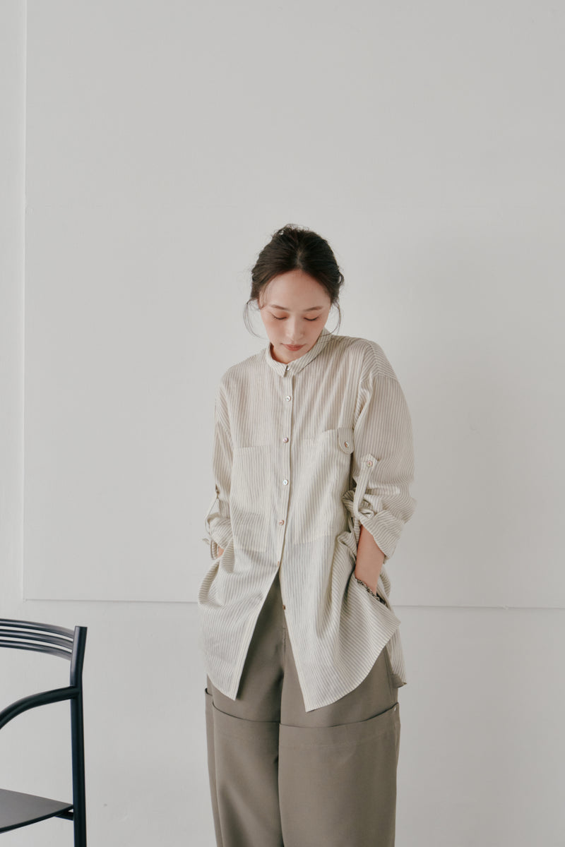 linen stripe shirt - Hella (ヘラ）公式通販サイト