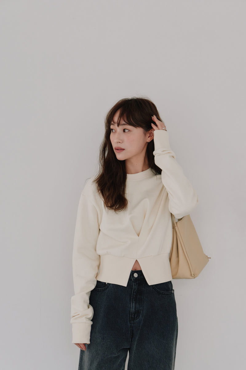 T.japan sweat cropped tops クロップド front tuck cropped sweat - Hella (ヘラ）公式通販サイト