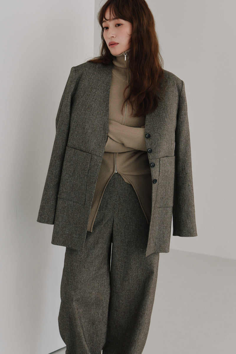 silk nep collarless jacket - Hella (ヘラ）公式通販サイト