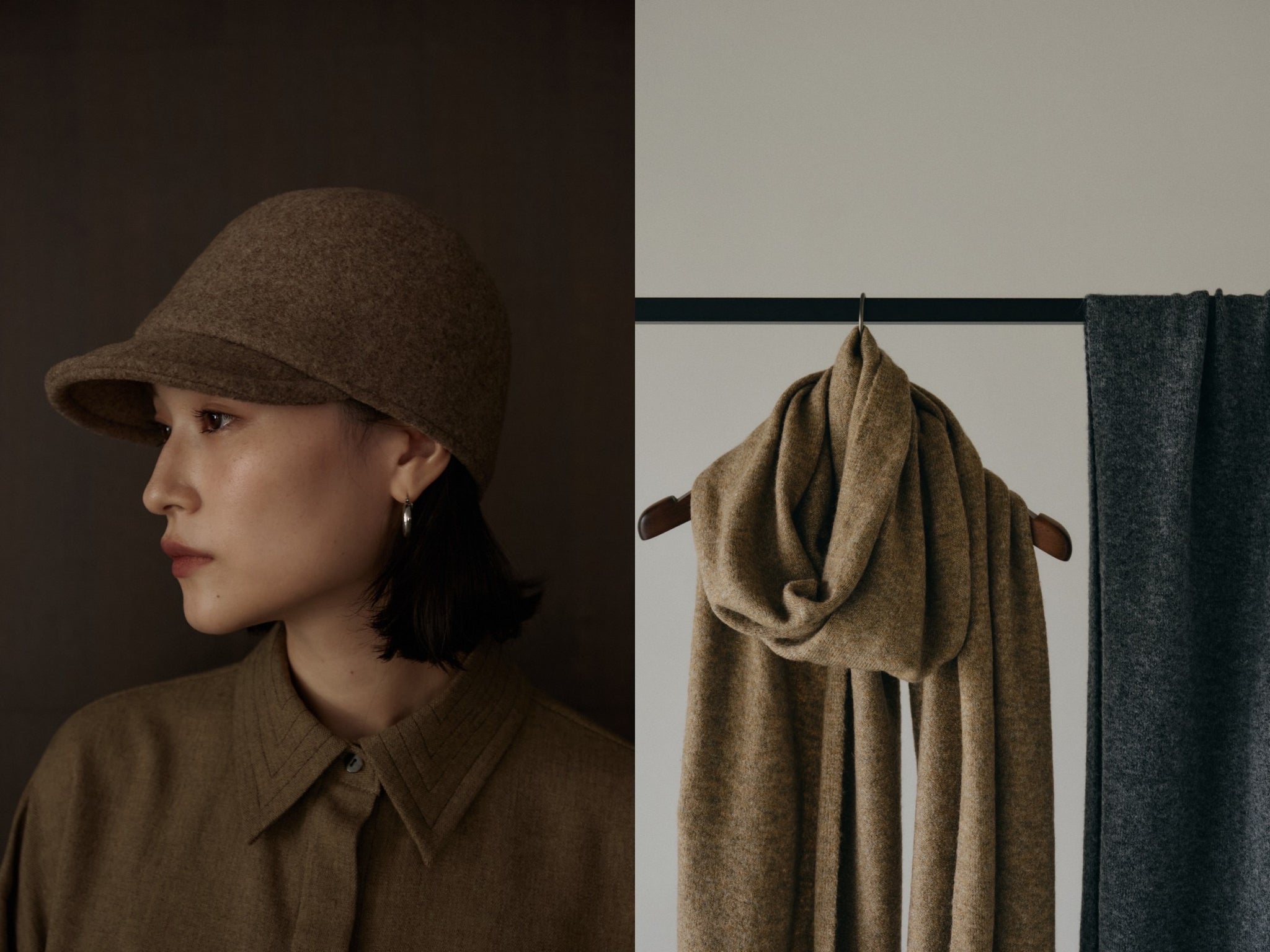22 Hella WINTER COLLECTION 【 MELANGE KNIT STOLE / WOOL CAP 】