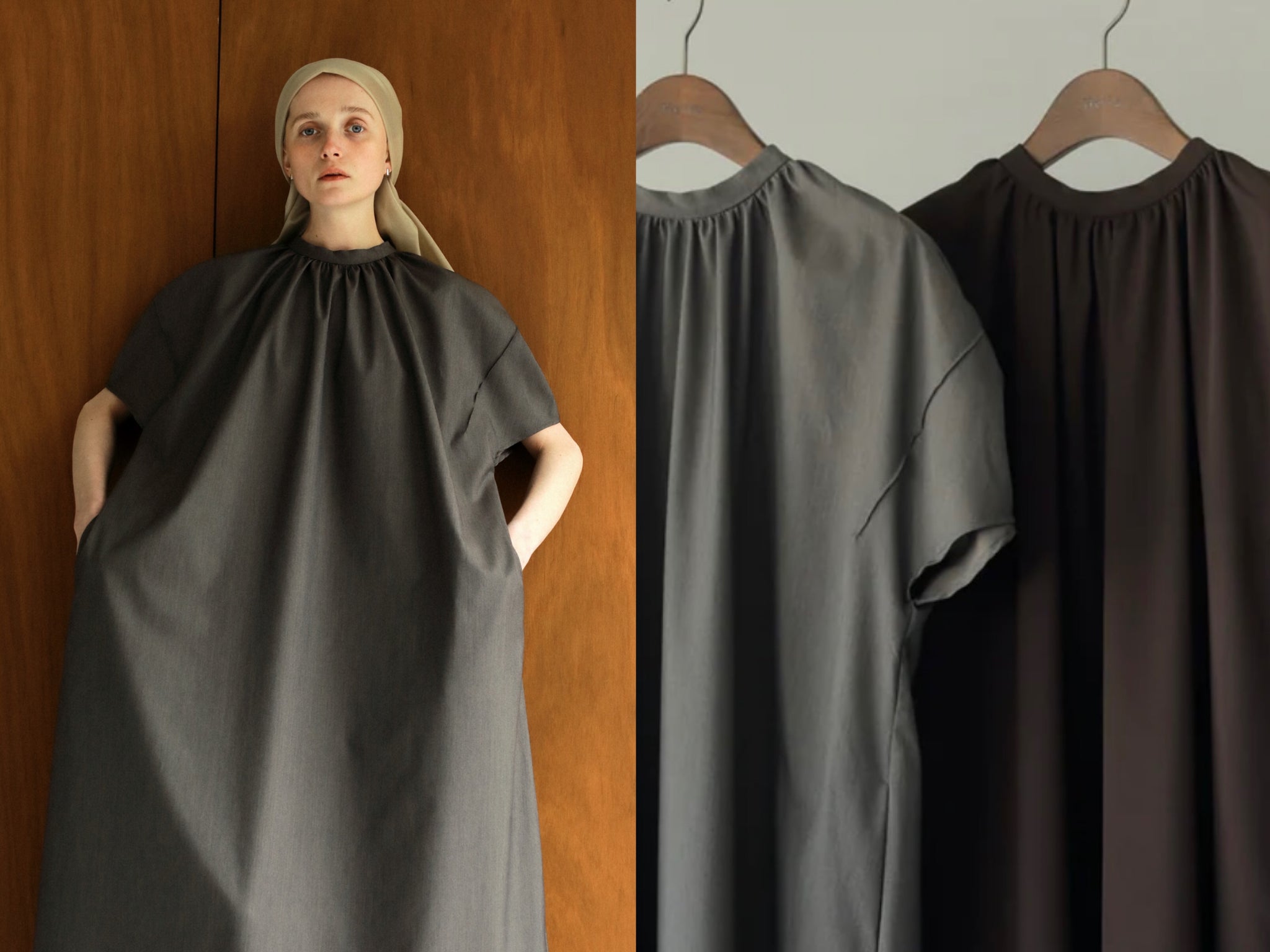 23 Hella SUMMER COLLECTION【 MOCK NECK GATHER DRESS 】