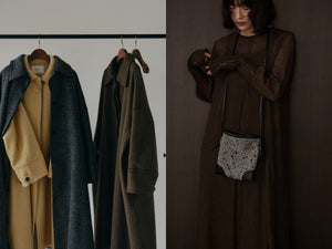 22 Hella FALL COLLECTION 【 SHAGGY SOUTIEN COLLAR CO / SHEER STRIPED CREPE DRESS 】