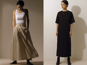 22 Hella SUMMER COLLECTION【 PART 1-3 】SPIRAL TAFFETA SKIRT / FLARE SLEEVE COCOON DRESS