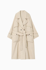 画像をギャラリービューアに読み込む, Linen Wool Trench Coat
