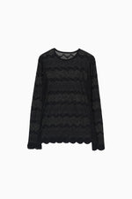 画像をギャラリービューアに読み込む, Flocked Lace Sheer Top
