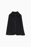 Wide Collar Rib Zip Knit