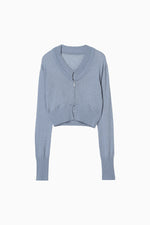 画像をギャラリービューアに読み込む, V Neck Zip Knit Cardigan
