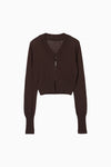 V Neck Zip Knit Cardigan