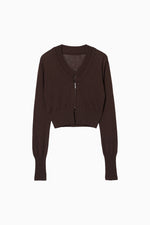 画像をギャラリービューアに読み込む, V Neck Zip Knit Cardigan
