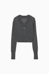 V Neck Zip Knit Cardigan