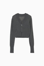 画像をギャラリービューアに読み込む, V Neck Zip Knit Cardigan
