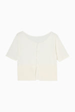 画像をギャラリービューアに読み込む, cropped sheer knit cardigan
