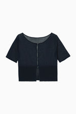 画像をギャラリービューアに読み込む, cropped sheer knit cardigan
