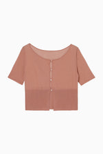 画像をギャラリービューアに読み込む, cropped sheer knit cardigan
