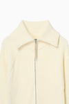 Wide Collar Rib Zip Knit