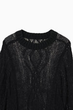 画像をギャラリービューアに読み込む, Sheer Cable Knit Top
