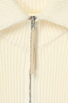 Wide Collar Rib Zip Knit