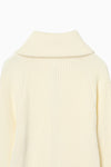 Wide Collar Rib Zip Knit