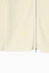 Wide Collar Rib Zip Knit