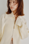 Wide Collar Rib Zip Knit