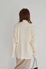 画像をギャラリービューアに読み込む, Wide Collar Rib Zip Knit

