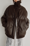 High Neck Padded Coat (brown)