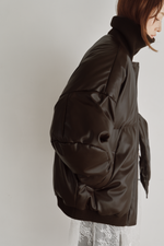 画像をギャラリービューアに読み込む, High Neck Padded Coat (brown)
