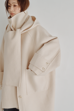 画像をギャラリービューアに読み込む, Hooded Stole Rever Coat
