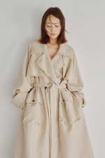 画像をギャラリービューアに読み込む, Linen Wool Trench Coat
