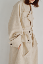 画像をギャラリービューアに読み込む, Linen Wool Trench Coat
