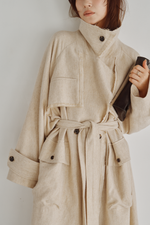 画像をギャラリービューアに読み込む, Linen Wool Trench Coat
