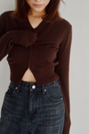 V Neck Zip Knit Cardigan