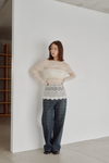 Flocked Lace Sheer Top