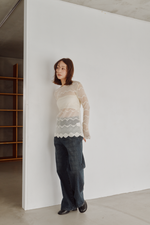 画像をギャラリービューアに読み込む, Flocked Lace Sheer Top
