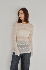 画像をギャラリービューアに読み込む, Flocked Lace Sheer Top
