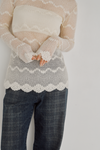 Flocked Lace Sheer Top