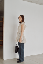 画像をギャラリービューアに読み込む, Cut Jacquard Peplum Hoodie
