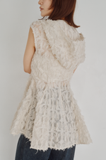 画像をギャラリービューアに読み込む, Cut Jacquard Peplum Hoodie
