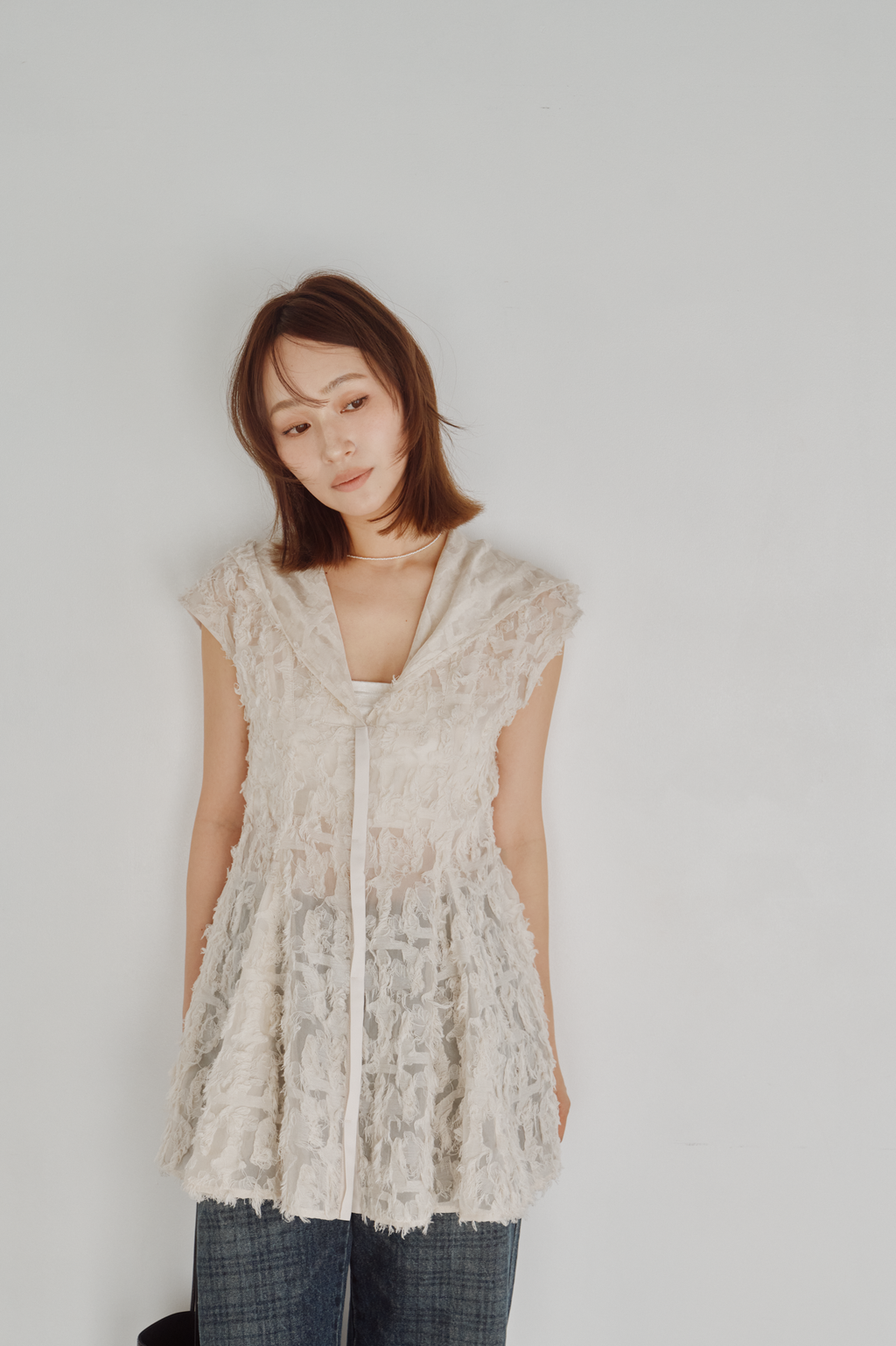 Cut Jacquard Peplum Hoodie