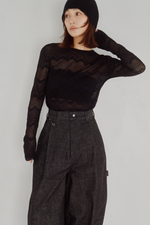 画像をギャラリービューアに読み込む, Flocked Lace Sheer Top
