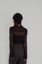 画像をギャラリービューアに読み込む, Flocked Lace Sheer Top
