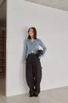 V Neck Zip Knit Cardigan