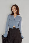 V Neck Zip Knit Cardigan