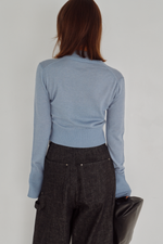 画像をギャラリービューアに読み込む, V Neck Zip Knit Cardigan
