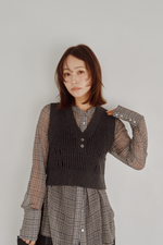 画像をギャラリービューアに読み込む, Cropped Rib Knit Vest

