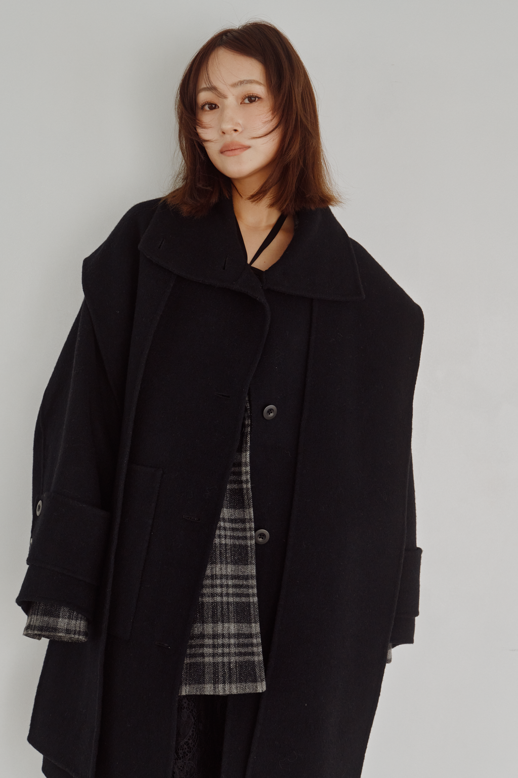 Hooded Stole Rever Coat