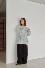 画像をギャラリービューアに読み込む, Sheer Cable Knit Top
