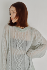 画像をギャラリービューアに読み込む, Sheer Cable Knit Top
